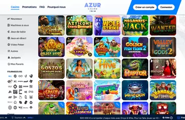 Azur Casino jeux